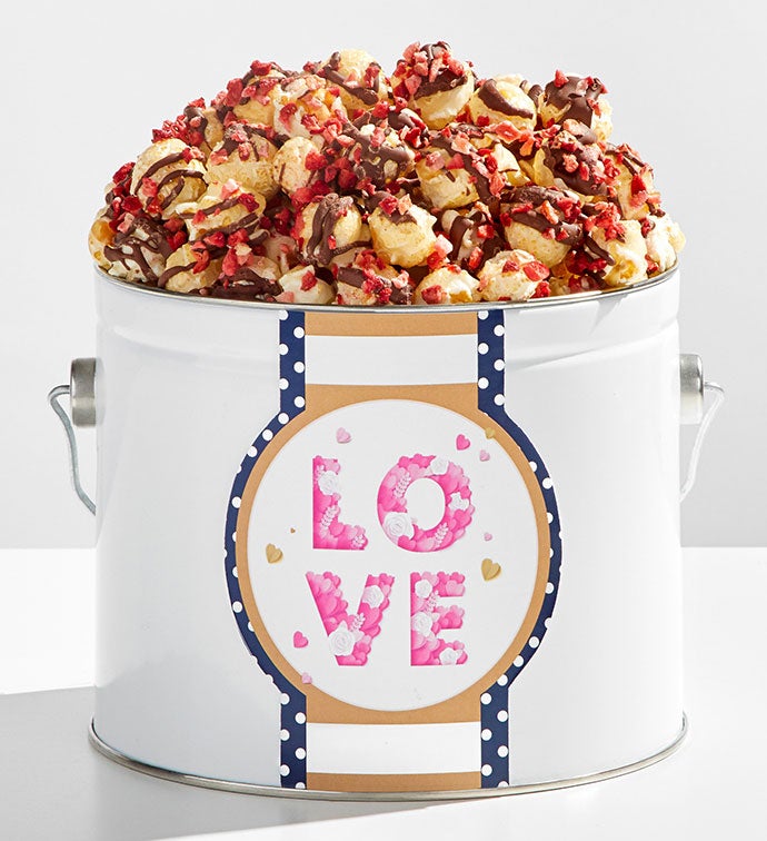 Pop'n With Love 1/2 Gallon Pail With Chocolate Covered Strawberry Popcorn